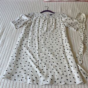 Ann Taylor White and Black Polka Dot Mini Dress Sz M new